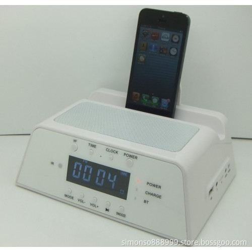 for iPad/iPhone5 Speaker with Dua Alarm FM Radio Function